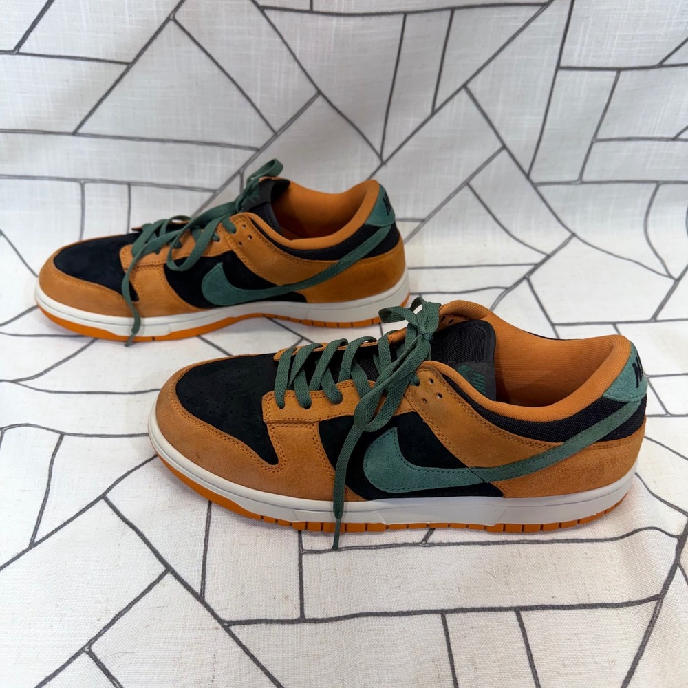 Nike Dunk Low Ceramic Size 11‎ Black Orange Green DA1469-001 Suede Sneakers - Picture 6 of 9